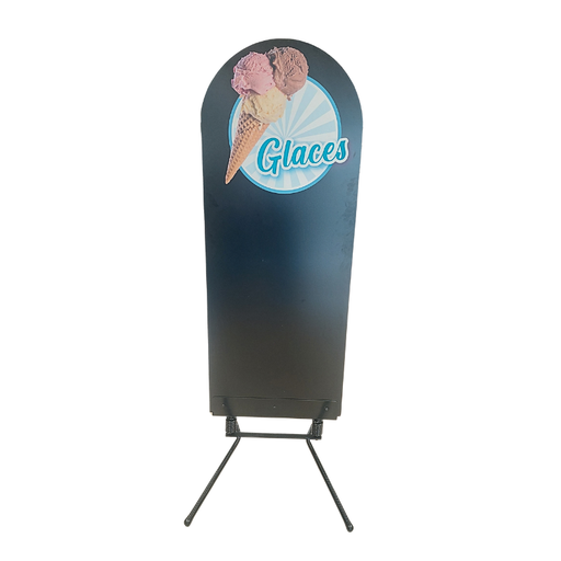 [00073253] "ICE CREAM" PAVEMENT SIGN WITH ROUNDED CUT 60 x 150 CM + STAND