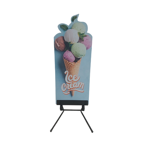 [00073254] "ICE CREAM" PAVEMENT SIGN CUT IN ICE CREAM SHAPE 60 x 150 CM + STAND