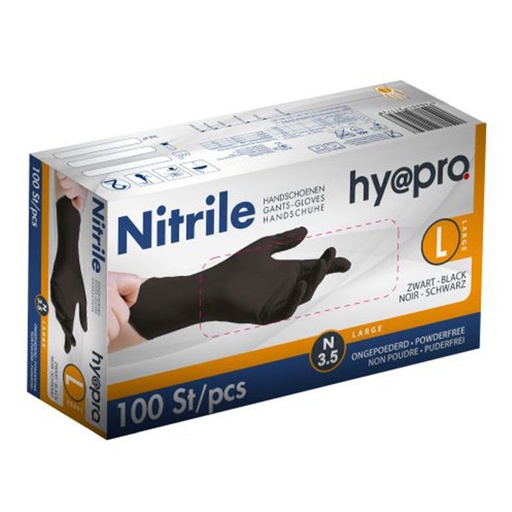 [00074058] BLACK NITRILE GLOVES SIZE L POWDER-FREE 100PCS