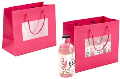 [00074114] FUCHSIA BAG WITH WINDOW AND HANDLES 20x10CM H17CM