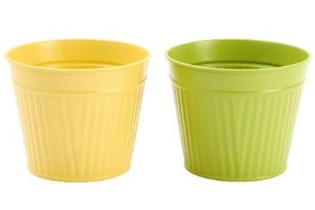[00074127] ZINC POT ASSORTMENT YELLOW AND GREEN DIAM 11.5CM H9CM