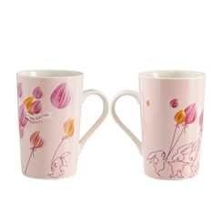 [00074150] MUG ROSE LAPIN + MOTIFS DIAM 8.5CM HT 12.5CM