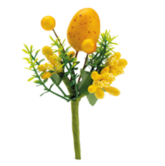 [00074156] PIQUET FLEURI JAUNE ET VERT AVEC OEUF HT 6CM