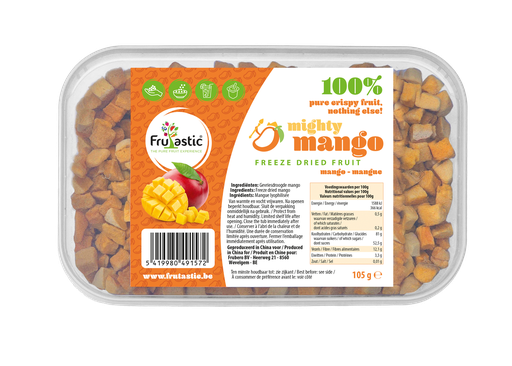 [00074167] VRIJGEDROOGDE MANGOKUBUSJES 10MM 105G BAKJE