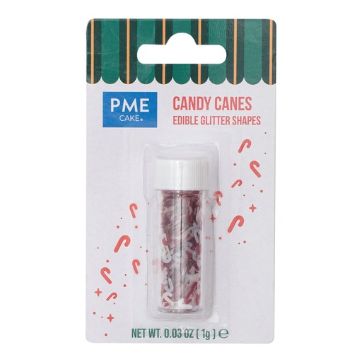 [00074454] PME Cake glitters rood-witte suikerstok, 1 g