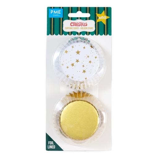 [00074460] PME Cake aluminium cupcakevormpjes kerst ster, 60 stuks
