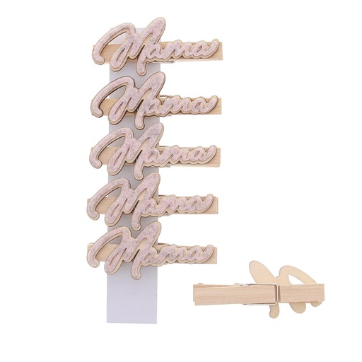 [00074479] PINK CLIP "FLOWERY" - MAMA 6PCS 74 X 18MM H35MM