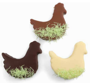 [00074670] MALLOWS MILK/WHITE/DARK ASSORTED MARSHMALLOW HENS – 3 PCS