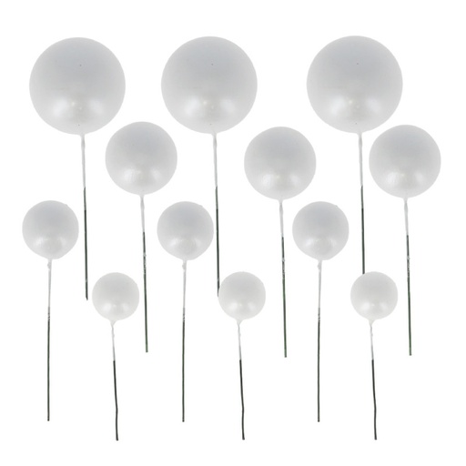 [00074836] PEARL WHITE BALL CAKE TOPPER 4 DIAMETERS: 2CM, 2.5CM, 3CM AND 4CM PACK OF 12 PCS