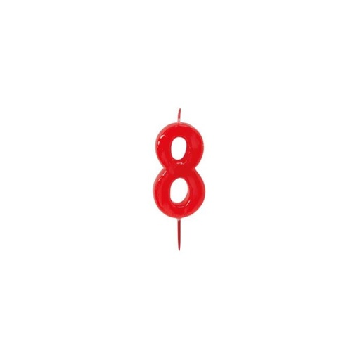 [70407092] BOUGIE CHIFFRE ROUGE N°8 HT 6CM