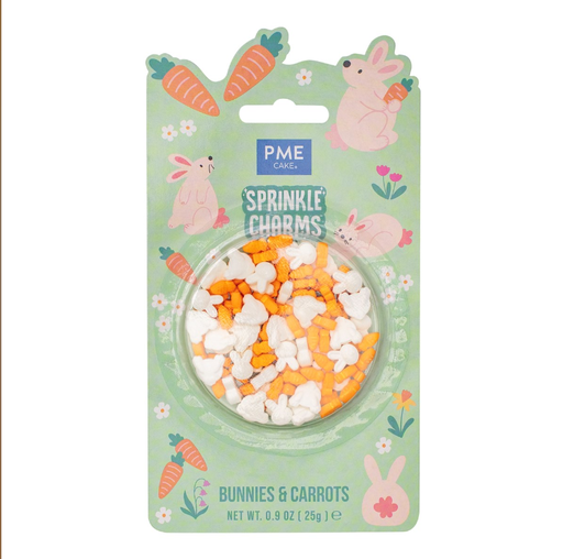 [00075304] MIX DECORS EN SUCRE THEME PÂQUES - LAPINS/CAROTTES 25GR  