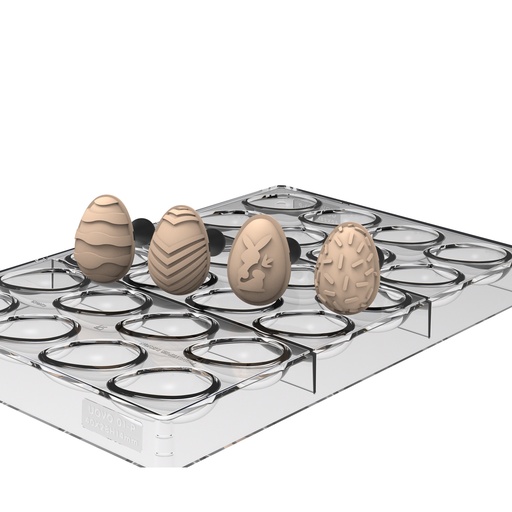 [00075481] SILIKOMART UOVO01 MOLD "EGGS" 40 x 28MM HT 14MM + 4 EASTER THEME STAMPS 42 x 30MM