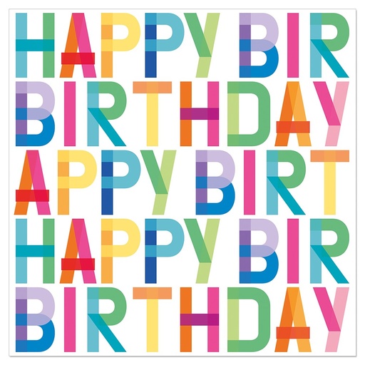[00075564] ARTEBENE SERVIETTE 33X33CM MULTICOLOR "HAPPY BIRTHDAY" 20PCS