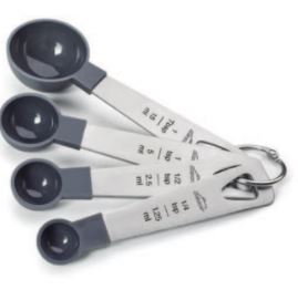 [57661784]  LACOR SET OF 4 STAINLESS STEEL/POLY MEASURING SPOONS 1.25-2.5-5-15ML