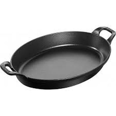 [57659907] STAUB OVAL CAST IRON DISH 37CM BLACK STACKABLE