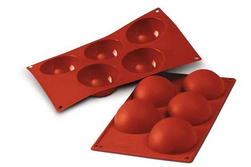 [57663809] SILIKOMART SF001 MOLD 5 HALF-SPHERES Ø80 H 40MM 120ML NON-STICK GN1/3 -50° TO 250°