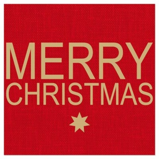 [60700820] ARTEBENE HANDDOEK 33X33CM MERRY CHRISTMAS ROOD 20 STUKS