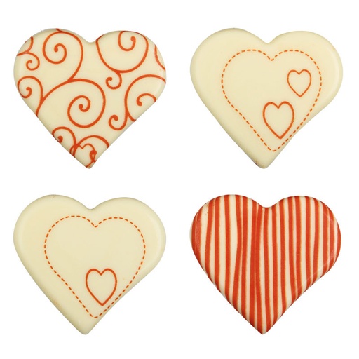 [08060313] 2068327 RED CHOCOLATE LINES HEARTS 60PCS ***ON ORDER***