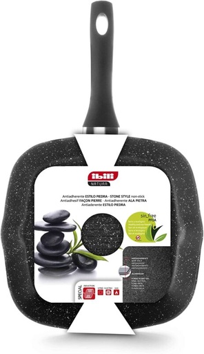 [55023306] IBILI GRILL NATURA 28X28CM ANTI-AANBAKPLAAT STEEN-STIJL ALLE KOOKPLAAT