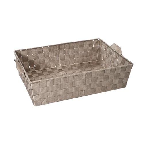 [60700787] EXTRA GROOT RECHTHOEKIG TAUPE TOUWMANDJE 45X33XH12CM