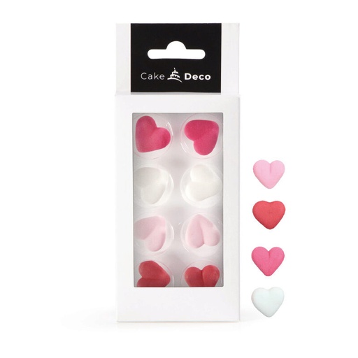 [08054166] *FF*1039304 ROOD/ROZE/FUCHSIA/WIT 2D SUIKERHART Ø25MM 8 STUKS