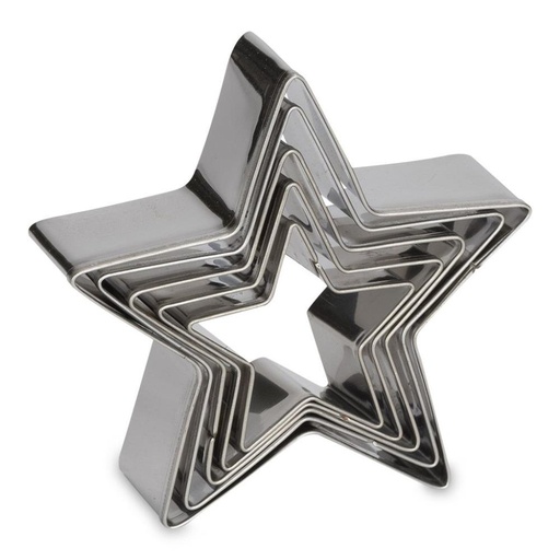 [08053080] SET OF 5 STAR COOKIE CUTTERS 4-5-6-7-8CM