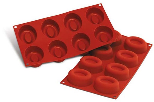 [70408242] SILIKOMART SF085 MOLD 8 LARGE OVAL SAVARINS 74X57 HT 27MM 72ML NON-STICK GN1/3 -50° TO 250