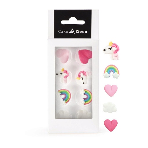 [08054165] *FF*1039303 2D UNICORN SUGAR DECORATION Ø 25MM 8 PCES