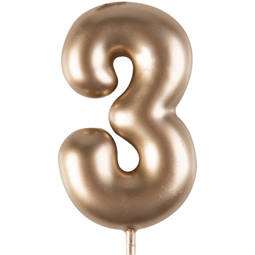 [08063104] 1023843 GOLD NUMBER CANDLE "3" 4CM 12 PCES***S/CD***