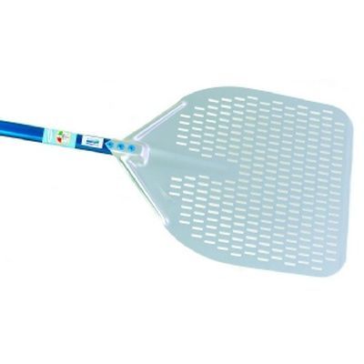 [57660852] GI-METAL PIZZA PEEL ANODISED ALUMINIUM RECT 33X33CM PERFORATED HANDLE 60CM