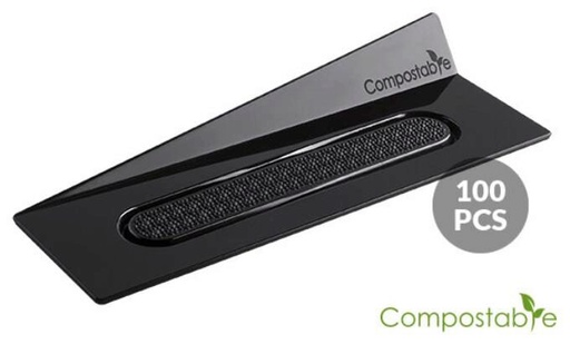 [51657226] RECHTHOEKIGE ZWARTE BORD/SCHAAL 140 X 40 MM COMPOSTEERBAAR 100 STUKS