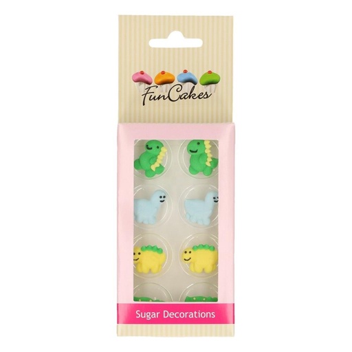 [08053259] FUNCAKES DINOSAURUS SUIKER DECORATIE +-2CM 8 STUKS
