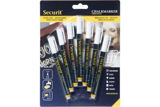 [43606064] SECURIT SET 7 CHALK MARKERS 1-2MM WHITE