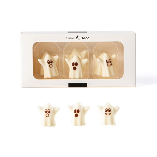 [08054190] 39602 CAKEDECO 6 FANTÔMES CHOCOLAT BLANC 10 PIECES ***S/CD***