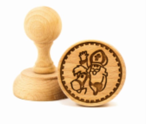 [55500100] FOLKROLL RONDE KOEKJESSTEMPEL “SINT NIKLAAS”