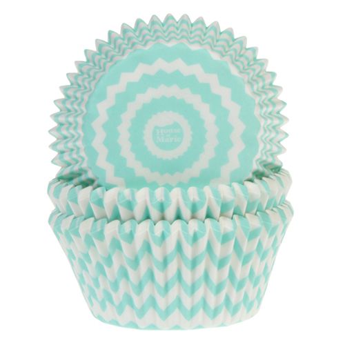 [08053459] HOM CAISSETTE CUPCAKE CHEVRONS VERT MENTHE 50 PCES