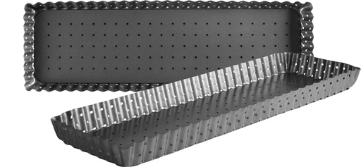 [50804057] IBILI "CROUS" RECTANGULAR MOLD 31X21XH3.0CM PERFORATED FLUTED REMOVABLE BOTTOM