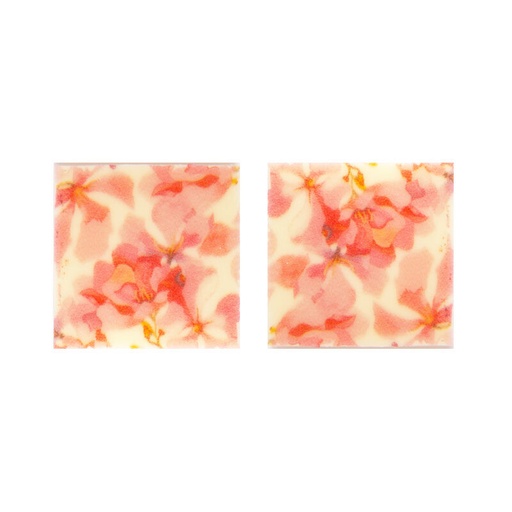 [08053984] 2034061 PINK FLOWER SQUARE CHOCOLATE BLOCK 3X3CM 220 PCES ***ON ORDER***