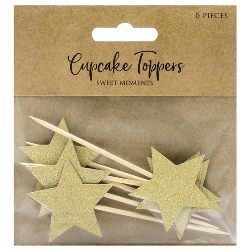 [08053806] CAKE TOPPER GOUDEN STER HT 11.5CM 6 STUKS