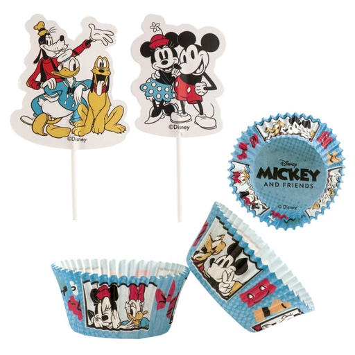 [08041959] MICKEY EN VRIENDEN CUPCAKES + TOPPERS 24+24 STUKS
