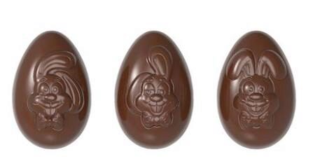 [70410308] FUNNY BUNNY'S 3 FIG. EGG CHOCOLATE MOLD CW12048 13.5X27.5CM * 2X3 *71.5GR