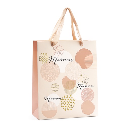 [61700509] SAC "MAMAN" BEIGE ROSE ET OR 18X8XH22CM