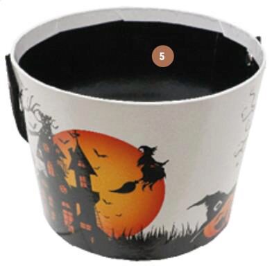[60700567] BASKET WITH HANDLE HALLOWEEN SCENE Ø160 X 120MM