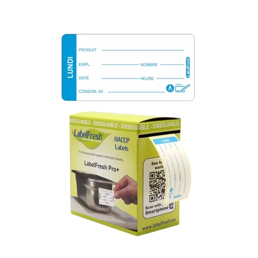 [55090921] LABELFRESH PRO 250 ETIQUETTES HYDROSOLUBLES 3X6CM LUNDI