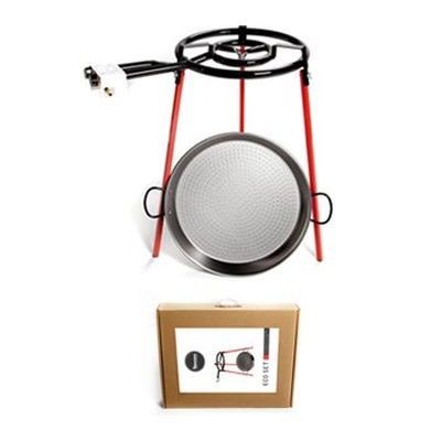 [57663128] STALEN PAELLA SCHOTELSET 46CM-12 PORTIES + 40CM BRANDER + ONDERSTEL