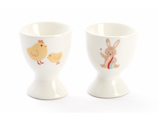 [61700479] COQUETIER LAPIN LOUIS OU POUSSIN AVEC OEUF COLORE HT 6,5CM