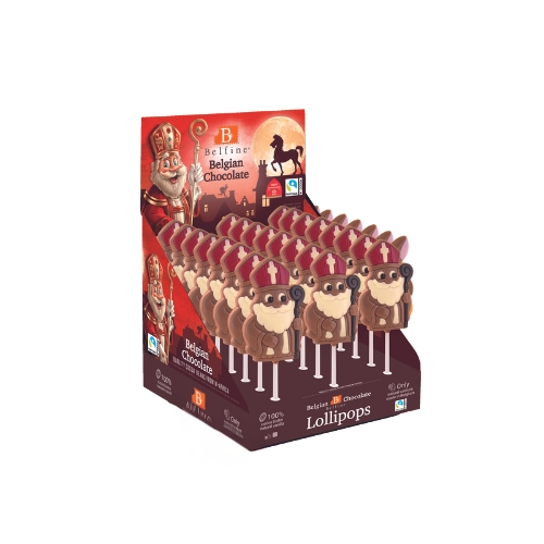 [15030685] SAINT-NICOLAS NICO COLOURED MILK CHOCOLATE LOLLIPOP 24X25GR