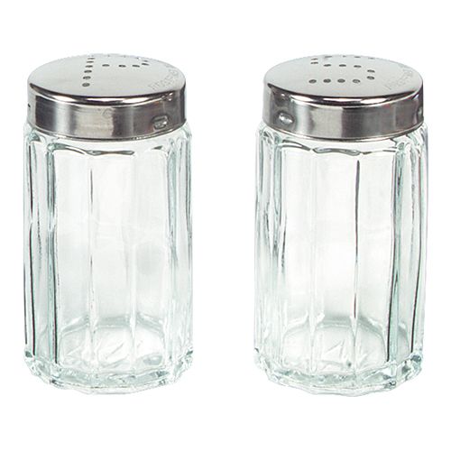 [53427232] GLASS PEPPER SHAKER WITH 18/10 STAINLESS STEEL LID "P"