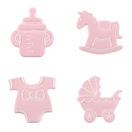 [08054522] *FF*1026086 ASS DÉCORS NAISSANCE ROSE EN SUCRE 40 PCES ***S/CD***