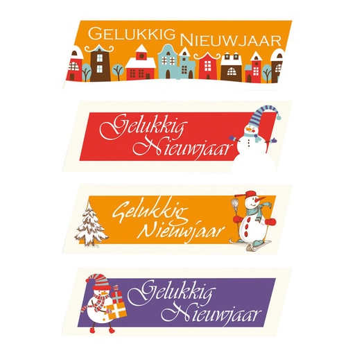 [08030449] 1053214 PARALLLELOGRAM GELUKKIG NIEUWJAAR 7 X 2,3 CM 70ST ***S/CDE***